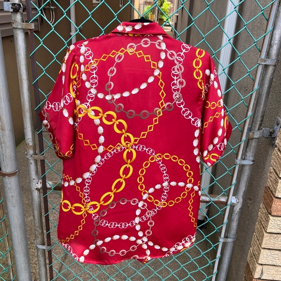 Red Chain-Link Printed 2-pc Short Set M - Picture 7 of 16